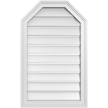 Ekena Millwork Octagonal Top Surface Mount PVC Gable Vent w/ 2"W x 1-1/2"P Brickmould Frame, 20"W x 32"H GVPOT20X3202SF